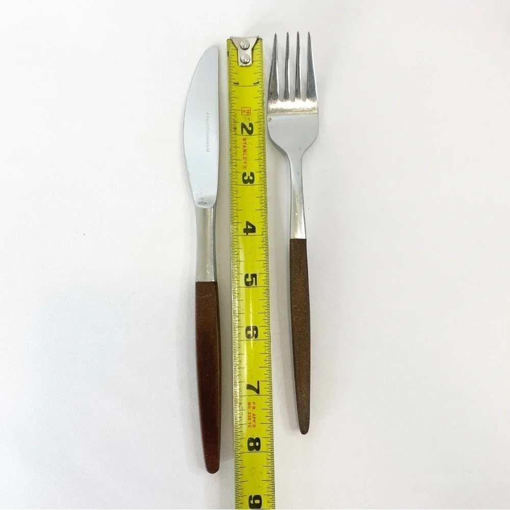 Pyramid Mix Lot 9 Replacement Flatware Wood Handles Japan Vintage Stainless MCM